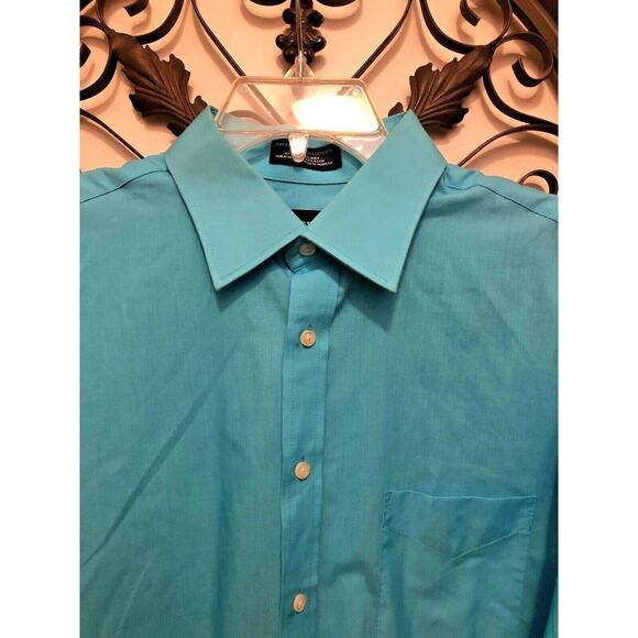 16 1/2 34-35 Stafford Blue Cotton Blend Broadcloth Reg Fit Button Down Shirt - Picture 5 of 8